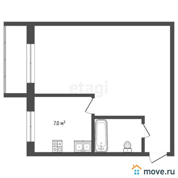 1-комн. квартира, 30.9 м²