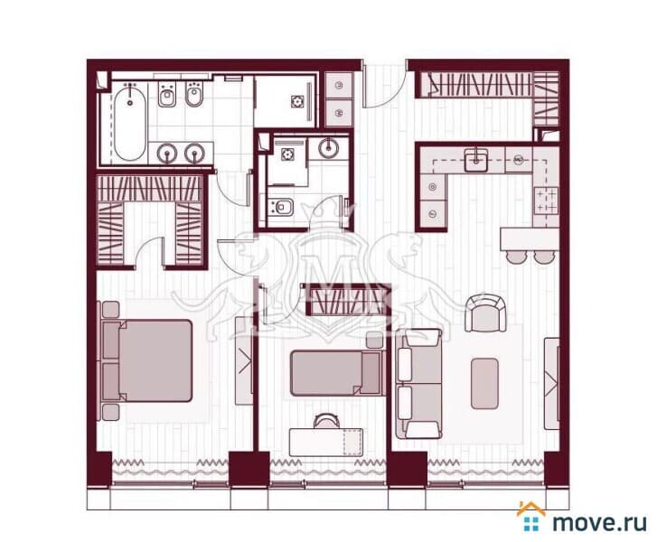 3-комн. квартира, 83.6 м²