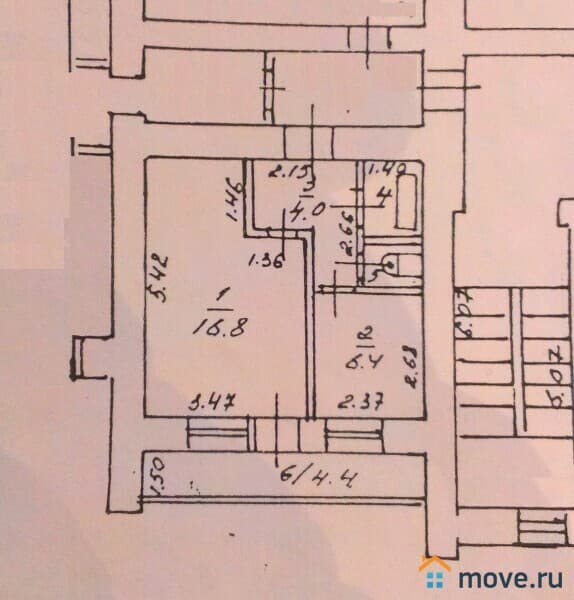 1-комн. квартира, 39.7 м²