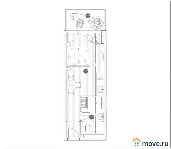 1-комн. квартира, 33.7 м²