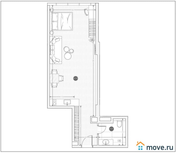 1-комн. квартира, 48.3 м²