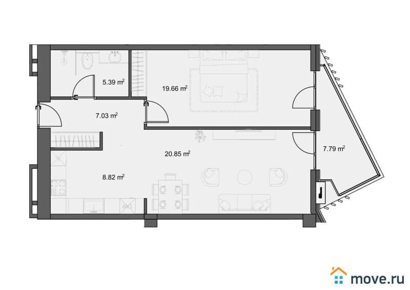 2-комн. квартира, 67 м²