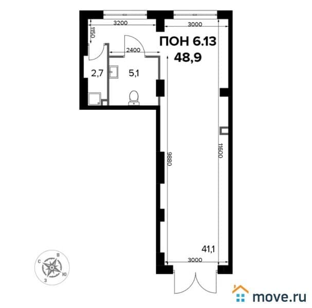 торговое помещение, 49 м²