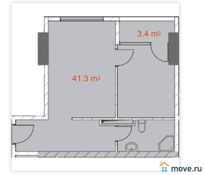 2-комн. квартира, 44.8 м²