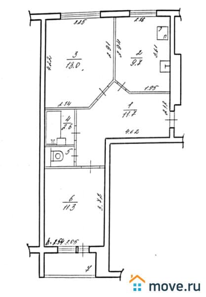 2-комн. квартира, 50.9 м²