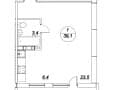 1-комн. квартира, 39.1 м²