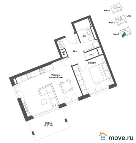 2-комн. квартира, 63.3 м²