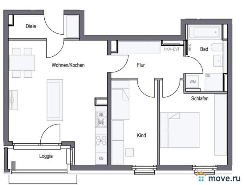 3-комн. квартира, 71.6 м²