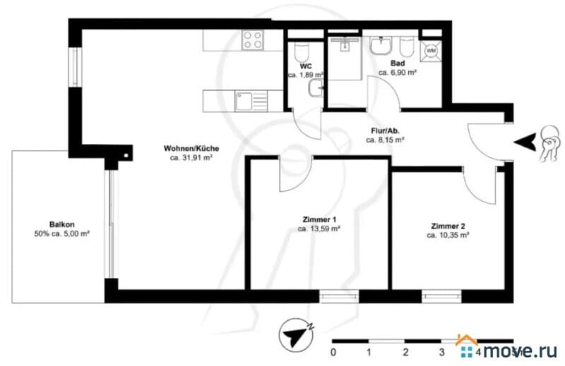 3-комн. квартира, 77.8 м²