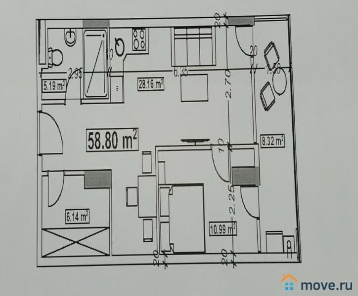 1-комн. квартира, 59 м²