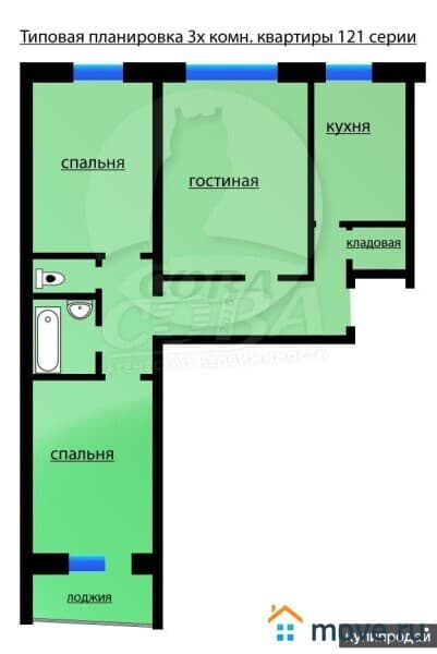 3-комн. квартира, 66 м²