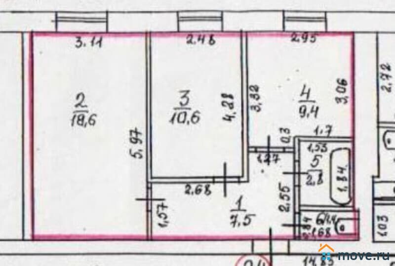 2-комн. квартира, 50.3 м²