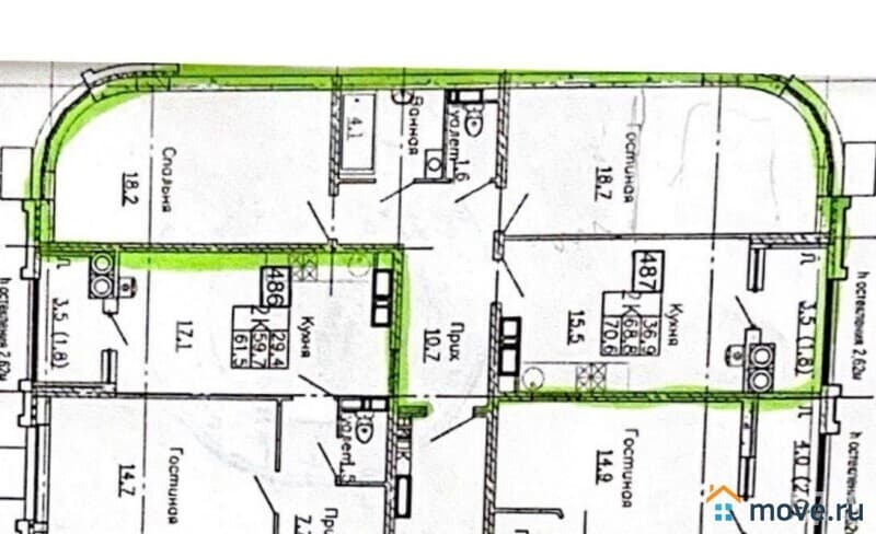 2-комн. квартира, 68.3 м²