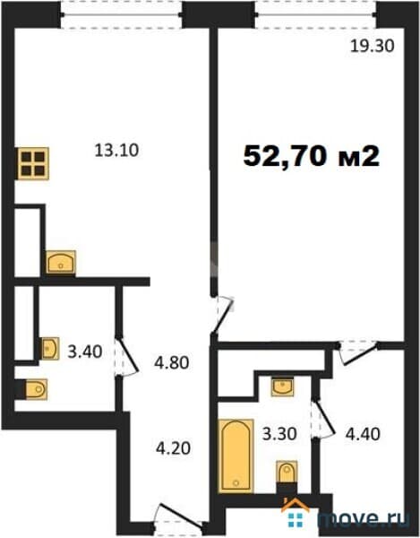 1-комн. квартира, 52 м²