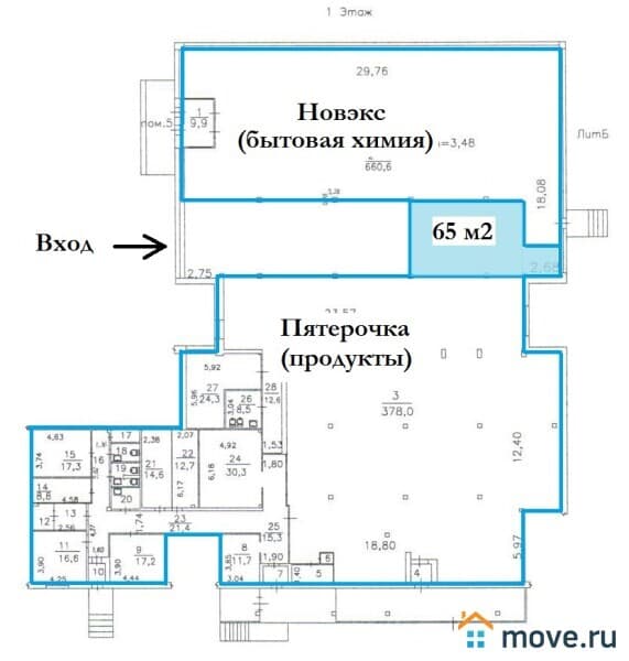 свободного назначения, 65 м²