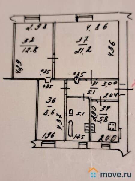 3-комн. квартира, 59 м²