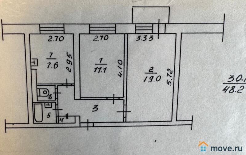 2-комн. квартира, 48.2 м²