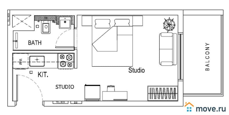 студия, 28 м²