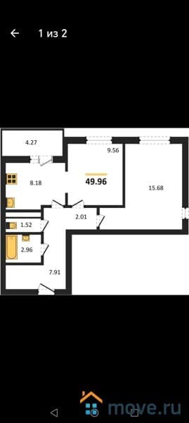 2-комн. квартира, 49 м&sup2;