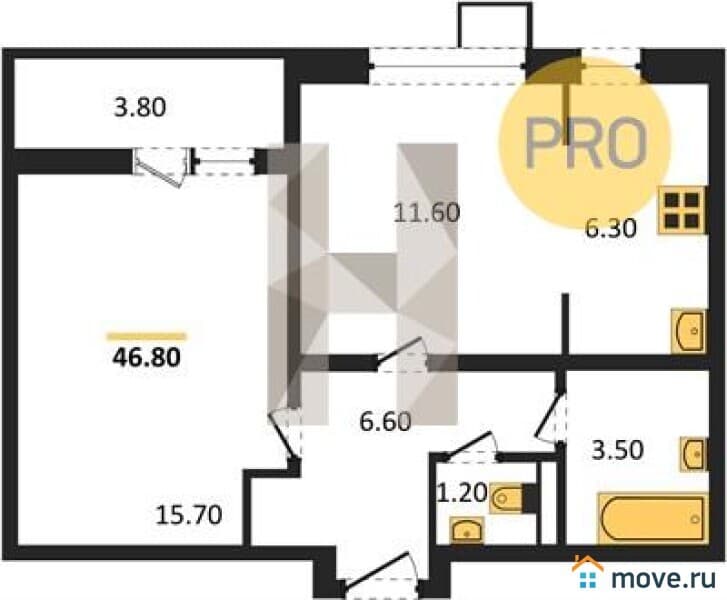 1-комн. квартира, 46 м&sup2;