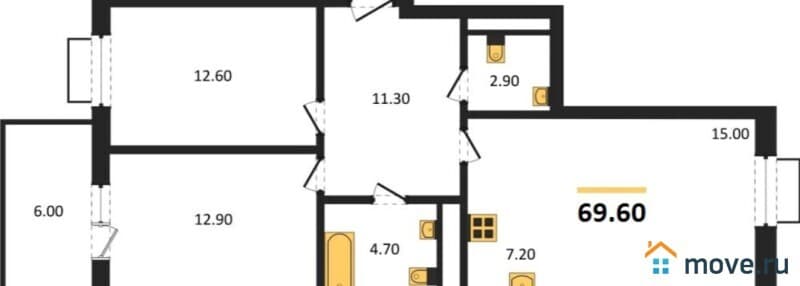 2-комн. квартира, 69 м&sup2;