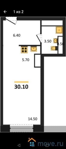 студия, 39 м&sup2;