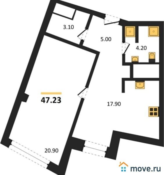 1-комн. квартира, 47 м&sup2;
