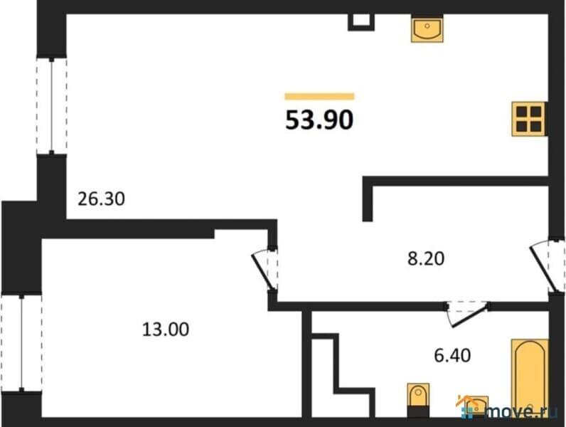 1-комн. квартира, 53 м&sup2;