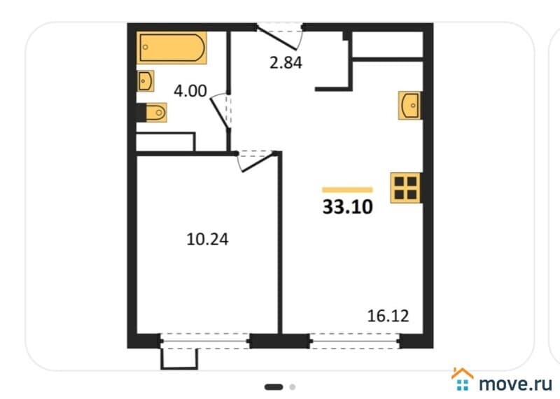 1-комн. квартира, 33 м&sup2;