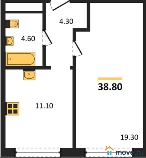 1-комн. квартира, 38 м&sup2;