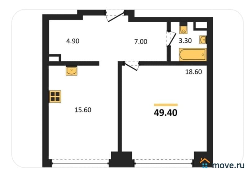 1-комн. квартира, 49 м&sup2;