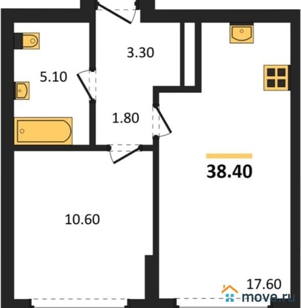 1-комн. квартира, 38 м&sup2;