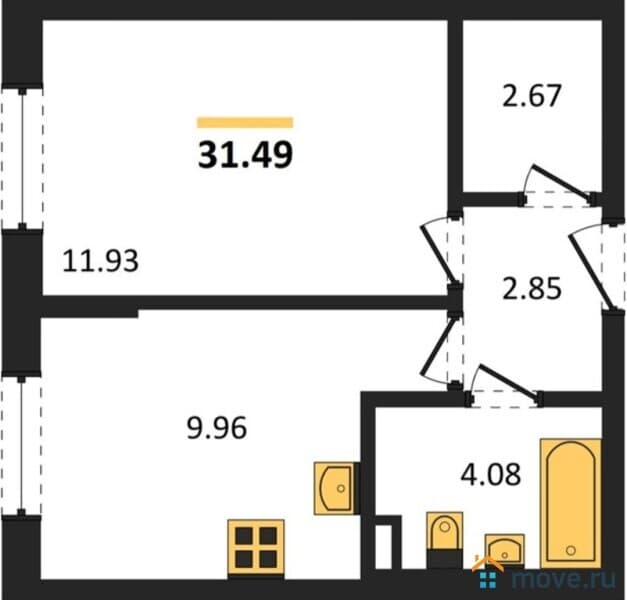 1-комн. квартира, 31 м&sup2;