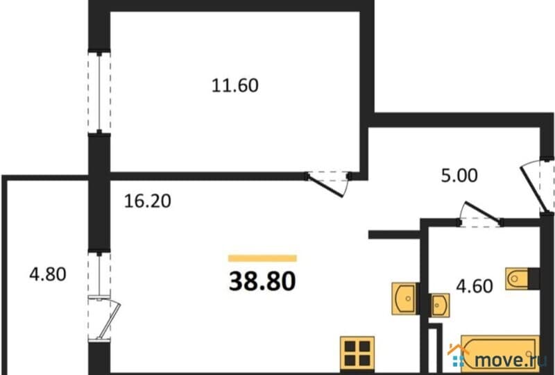 1-комн. квартира, 38 м&sup2;