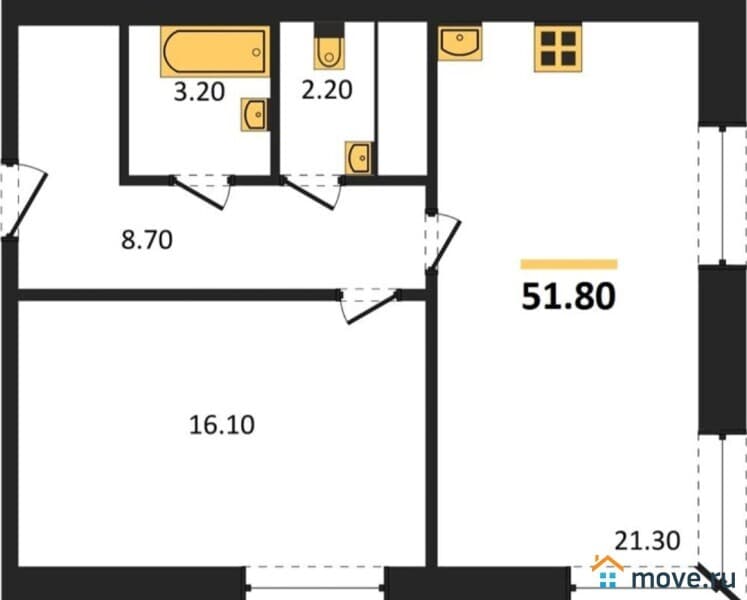 1-комн. квартира, 51 м&sup2;