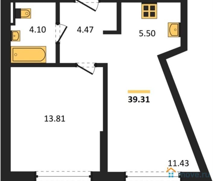 1-комн. квартира, 39 м&sup2;