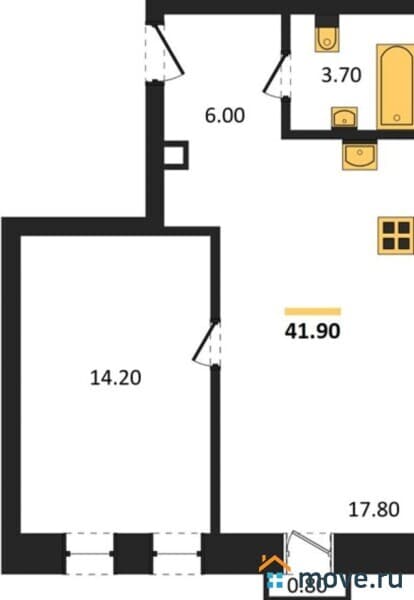 1-комн. квартира, 41 м&sup2;