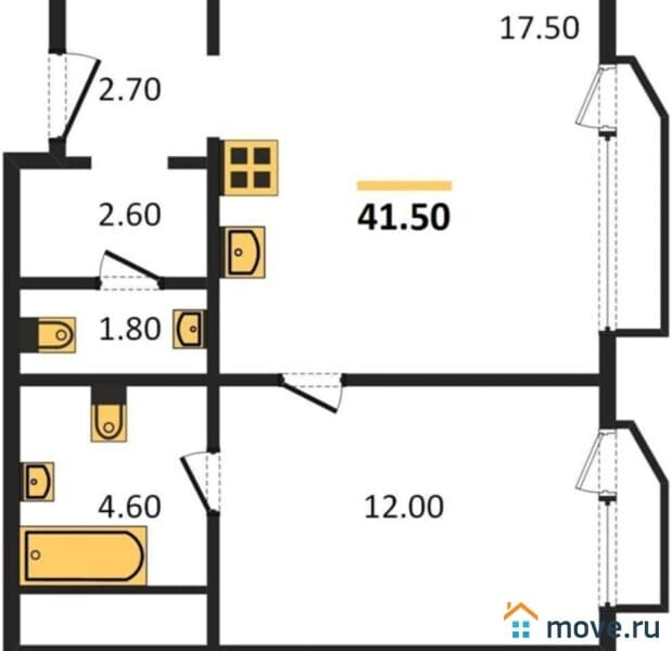 1-комн. квартира, 41 м&sup2;