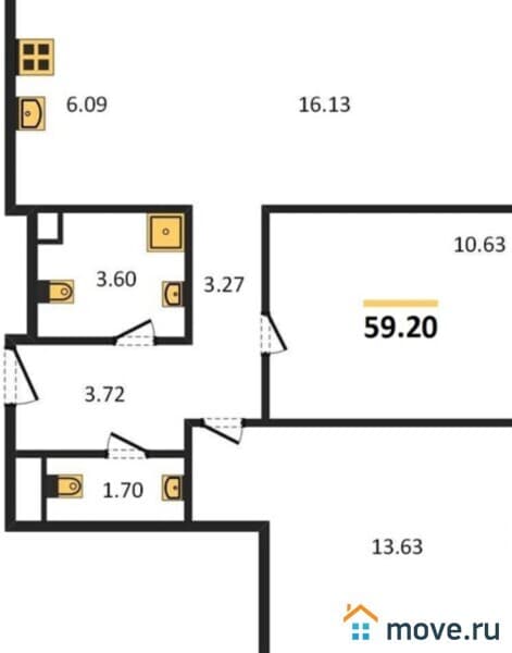 2-комн. квартира, 59 м&sup2;