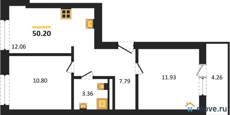 2-комн. квартира, 50 м&sup2;
