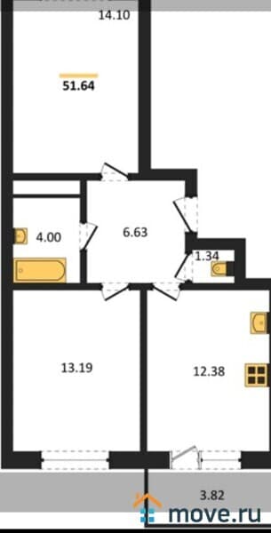 2-комн. квартира, 51 м&sup2;