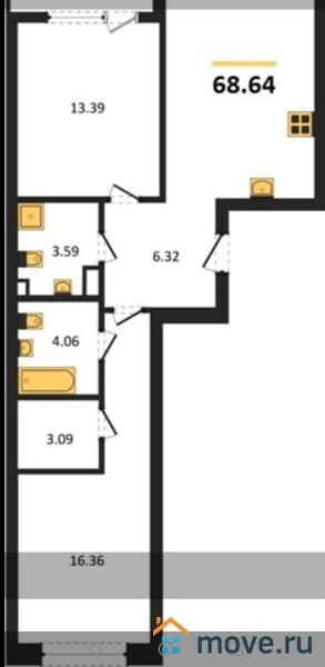 2-комн. квартира, 68 м&sup2;