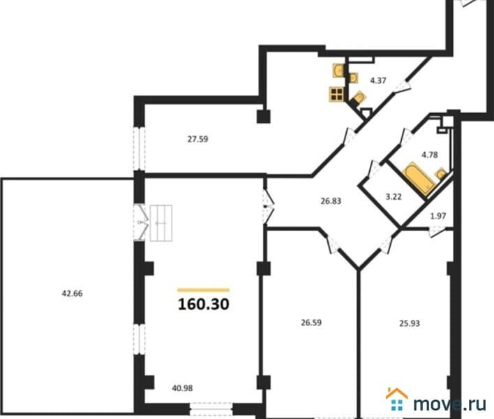 3-комн. квартира, 160 м&sup2;