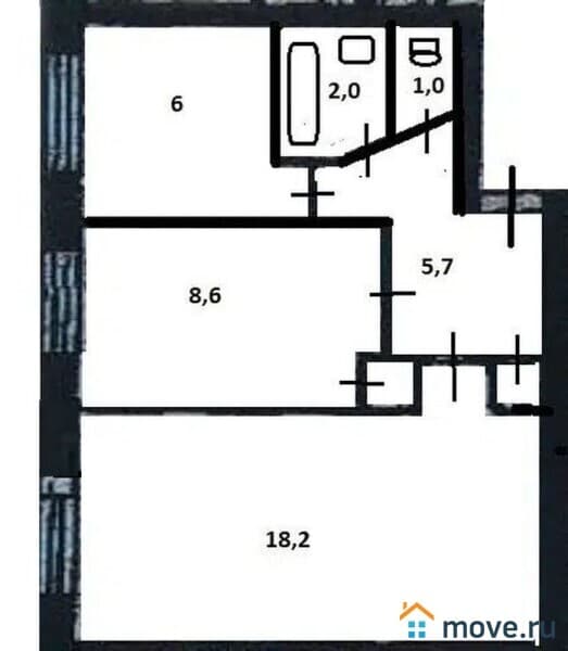 2-комн. квартира, 41.4 м²