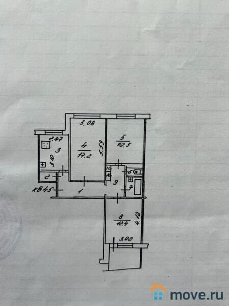 3-комн. квартира, 68.1 м²