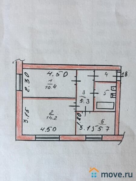 2-комн. квартира, 41 м²