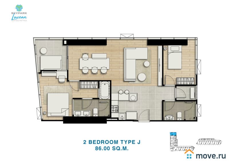 3-комн. квартира, 86 м²