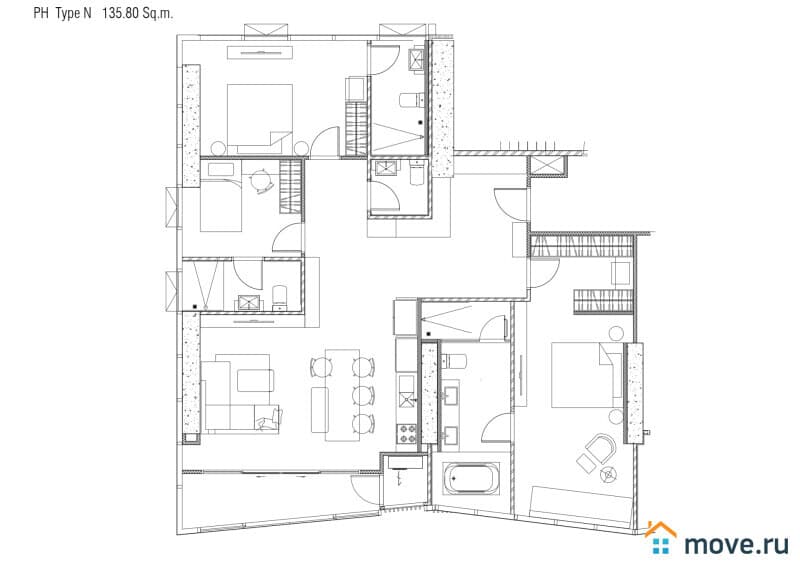 4-комн. квартира, 135.8 м²