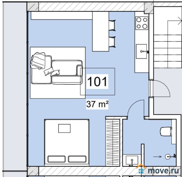 1-комн. апартаменты, 44 м²