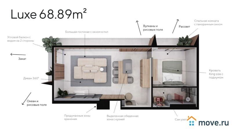 2-комн. квартира, 68.9 м²